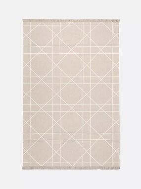 New Dior Beige and White Geometric Jacquard Blanket